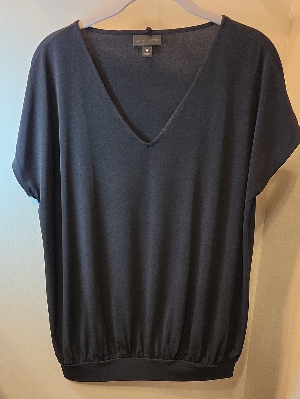 Worthington Black V-Neck Dolman Hem Top